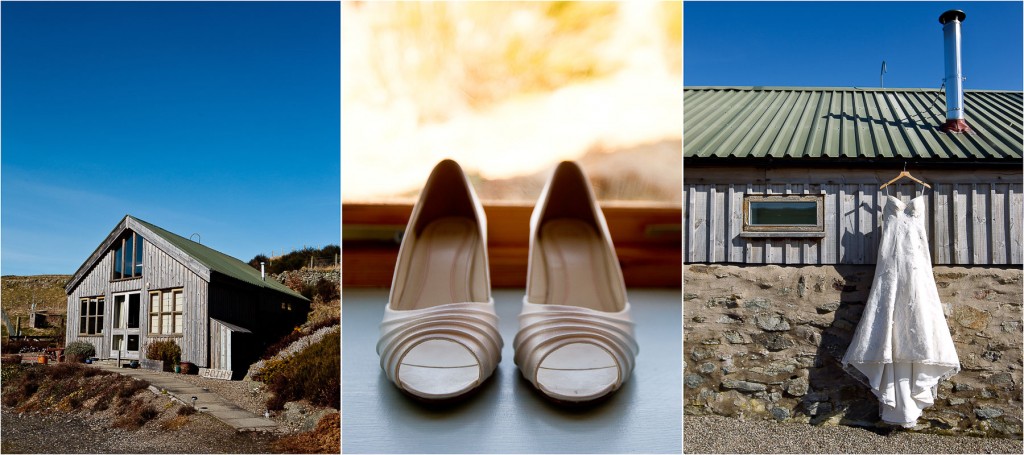 wedding dress and shoes outdoors