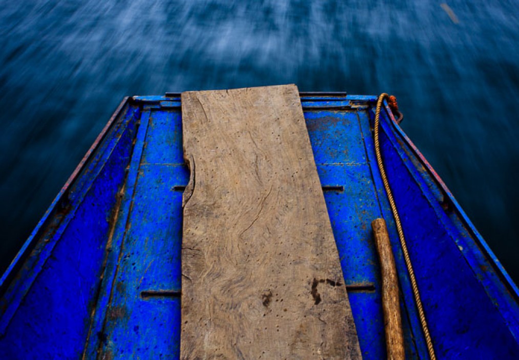 blurred water on a boat trip in Vietnam