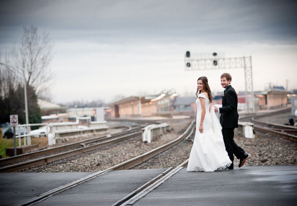 alex and kristi greensboro NC wedding railtracks